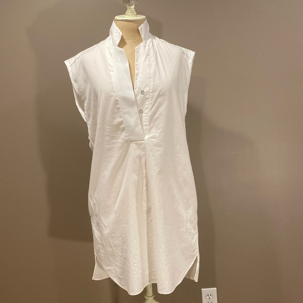Rag & Bone white cotton shirt dress with pockets, size 4